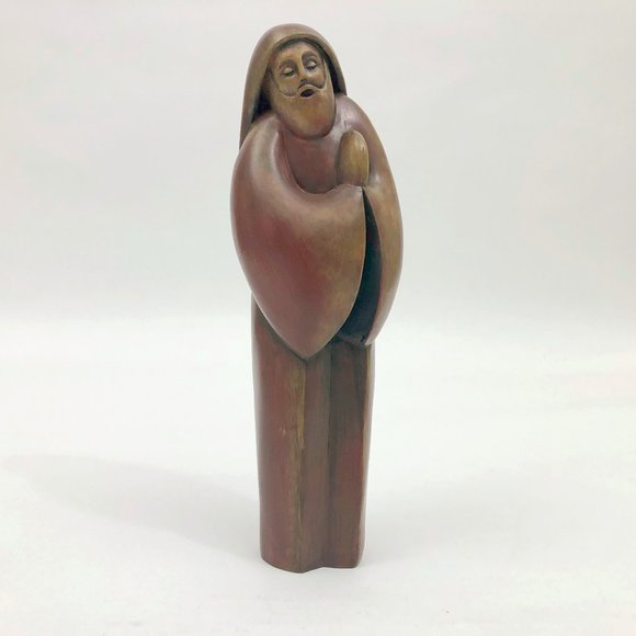 unknown Other - EUC Modernist Praying Figurine Joseph Faux Wood